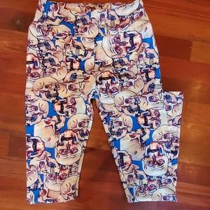 Lularoe skulls blue one size halloween leggings